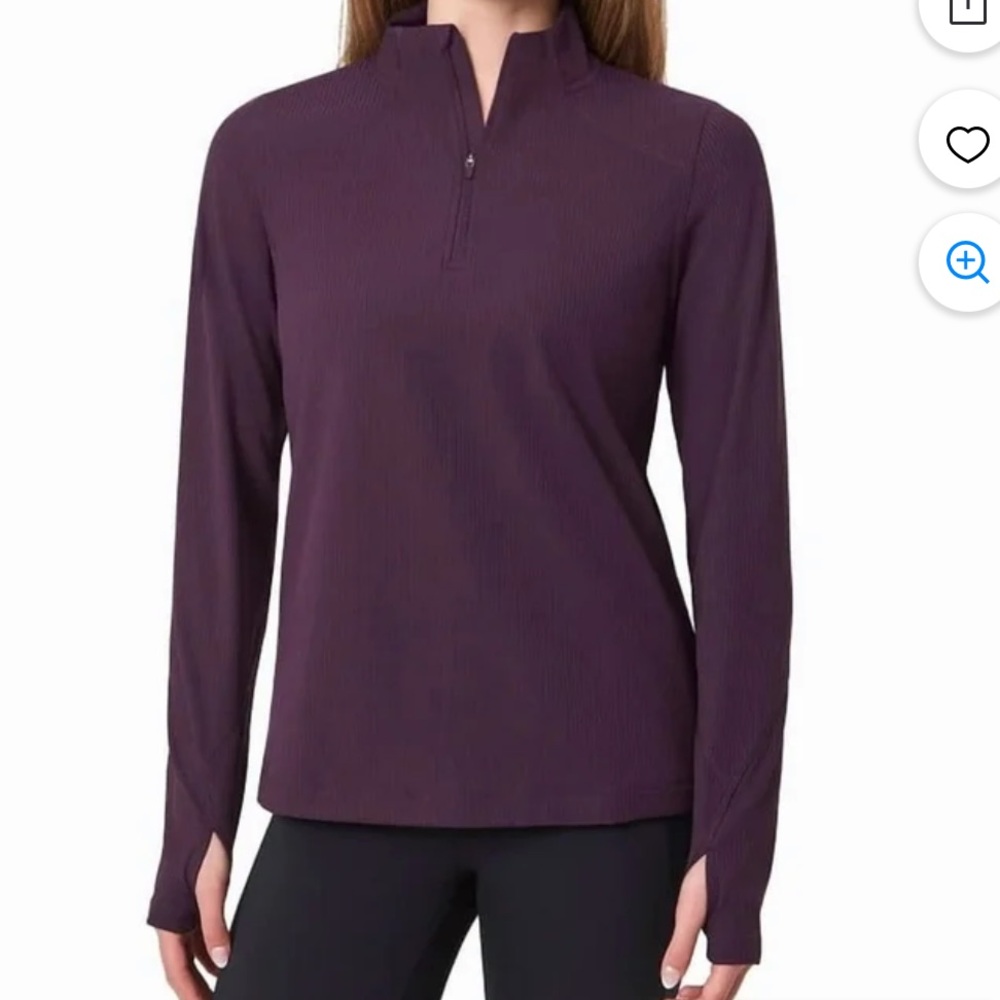Mondetta Active Ribbed Quarter-Zip Pullover with Thumb Holes